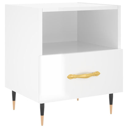 Comodino Bianco Lucido 40x35x47,5 cm in Legno Multistrato - homemem39