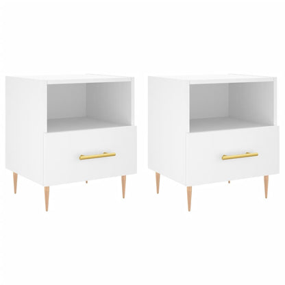 Comodini 2 pz Bianchi 40x35x47,5 cm in Legno Multistrato