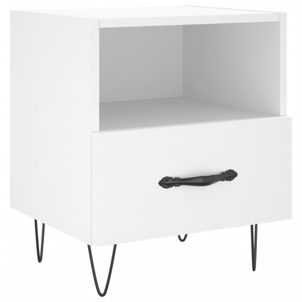 Comodino Bianco 40x35x47,5 cm in Legno Multistrato - homemem39