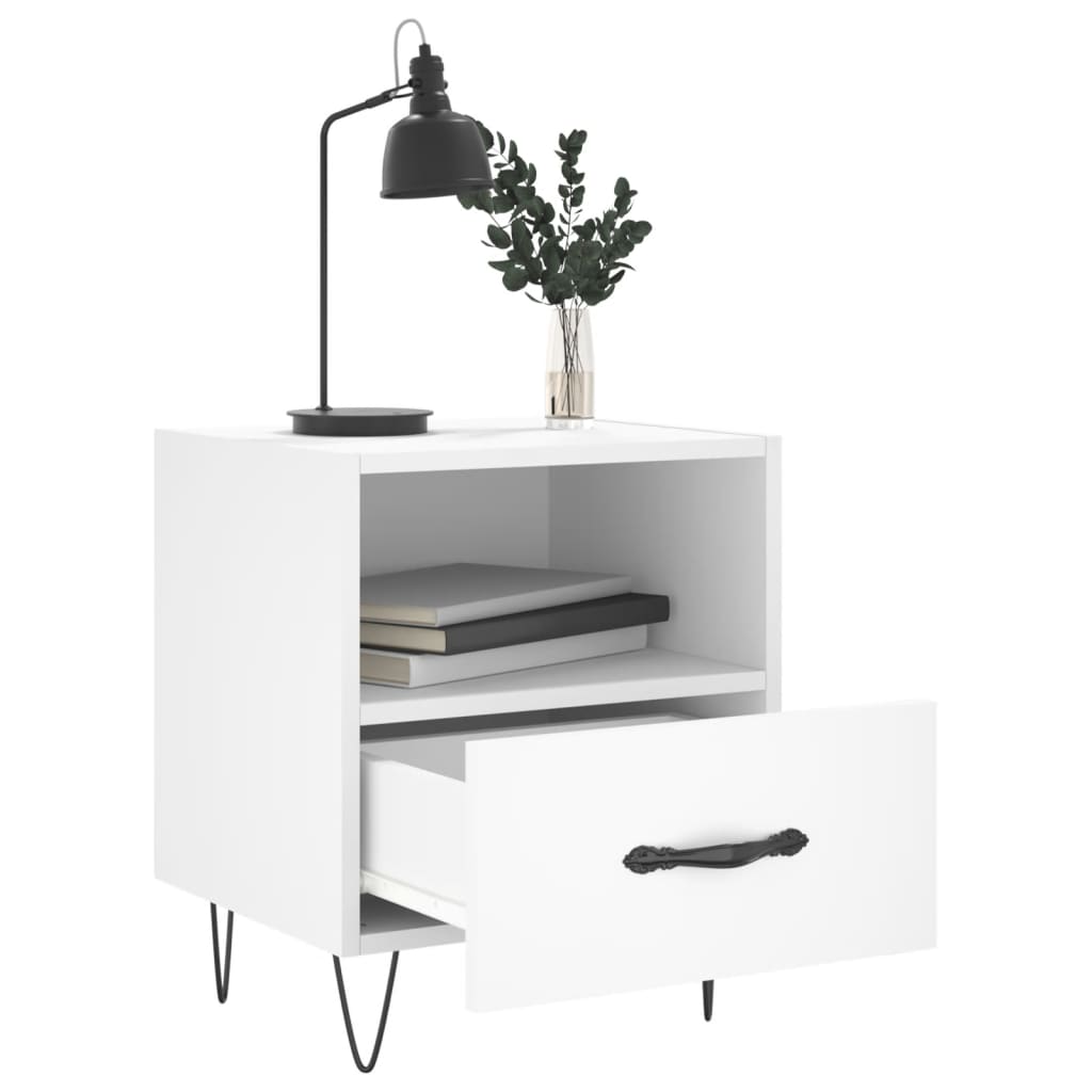Comodino Bianco 40x35x47,5 cm in Legno Multistrato - homemem39