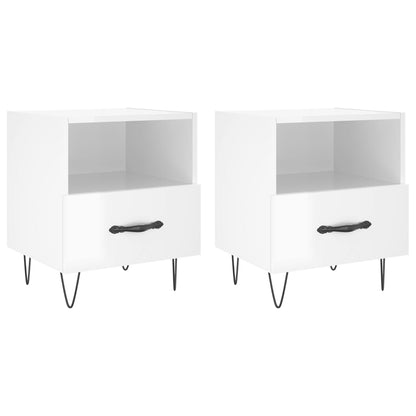 Comodini 2 pz Bianco Lucido 40x35x47,5 cm in Legno Multistrato - homemem39