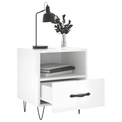 Comodini 2 pz Bianco Lucido 40x35x47,5 cm in Legno Multistrato - homemem39
