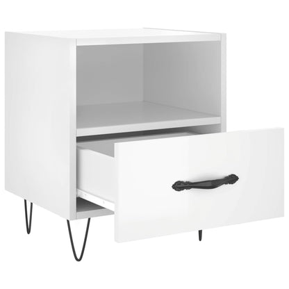 Comodini 2 pz Bianco Lucido 40x35x47,5 cm in Legno Multistrato - homemem39