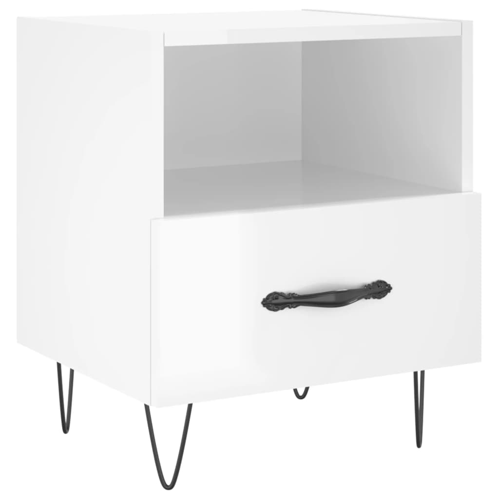 Comodini 2 pz Bianco Lucido 40x35x47,5 cm in Legno Multistrato - homemem39