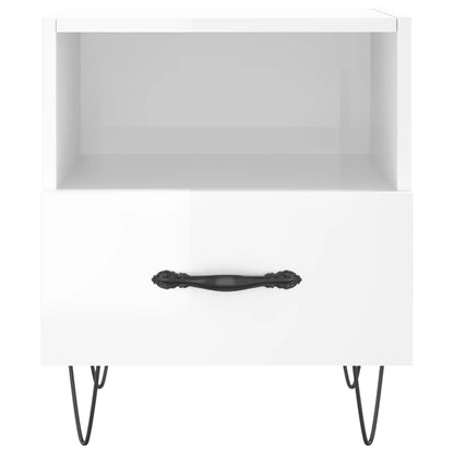 Comodini 2 pz Bianco Lucido 40x35x47,5 cm in Legno Multistrato - homemem39