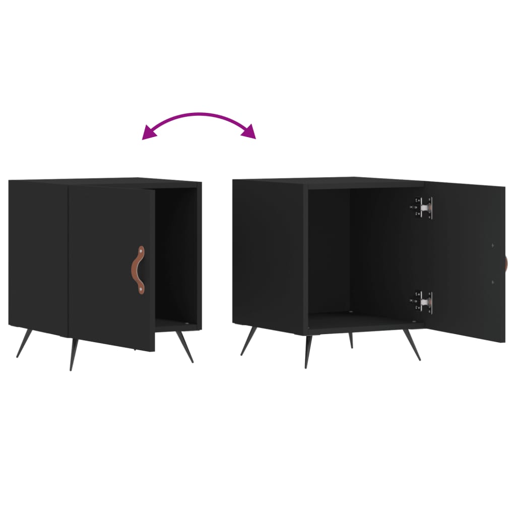 Comodini 2 pz Neri 40x40x50 cm in Legno Multistrato - homemem39