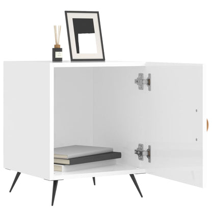 Comodini 2 pz Bianco Lucido 40x40x50 cm in Legno Multistrato - homemem39