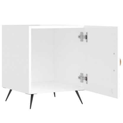 Comodini 2 pz Bianco Lucido 40x40x50 cm in Legno Multistrato - homemem39