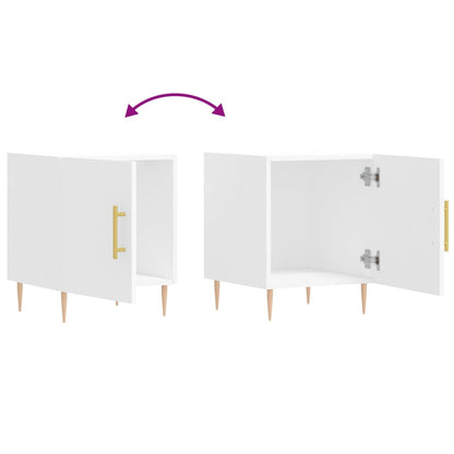 Comodino Bianco 40x40x50 cm in Legno Multistrato - homemem39
