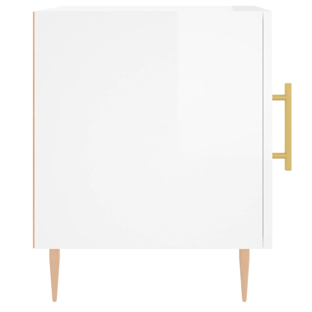 Comodini 2 pz Bianco Lucido 40x40x50 cm in Legno Multistrato - homemem39