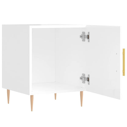 Comodini 2 pz Bianco Lucido 40x40x50 cm in Legno Multistrato - homemem39