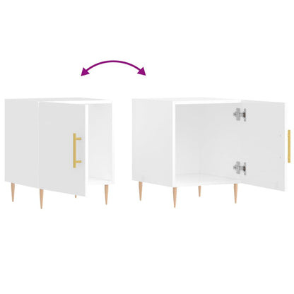 Comodini 2 pz Bianco Lucido 40x40x50 cm in Legno Multistrato - homemem39