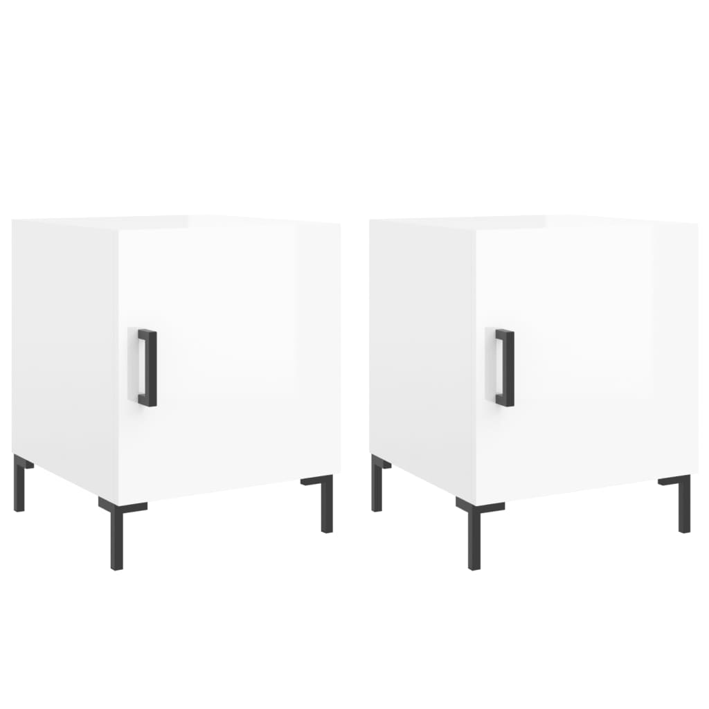 Comodini 2 pz Bianco Lucido 40x40x50 cm in Legno Multistrato - homemem39