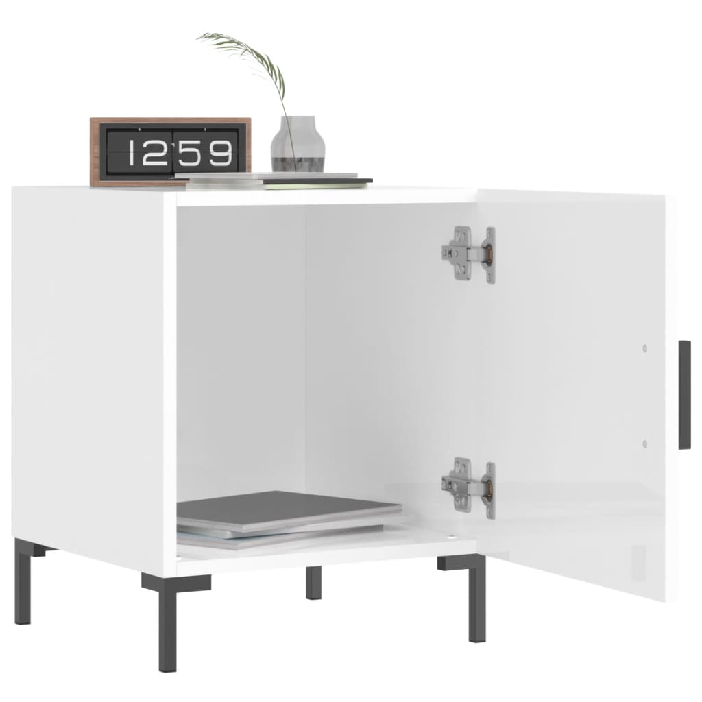 Comodini 2 pz Bianco Lucido 40x40x50 cm in Legno Multistrato - homemem39