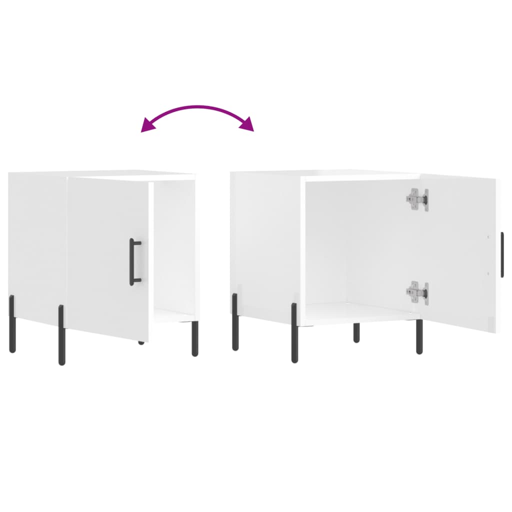 Comodini 2 pz Bianco Lucido 40x40x50 cm in Legno Multistrato - homemem39