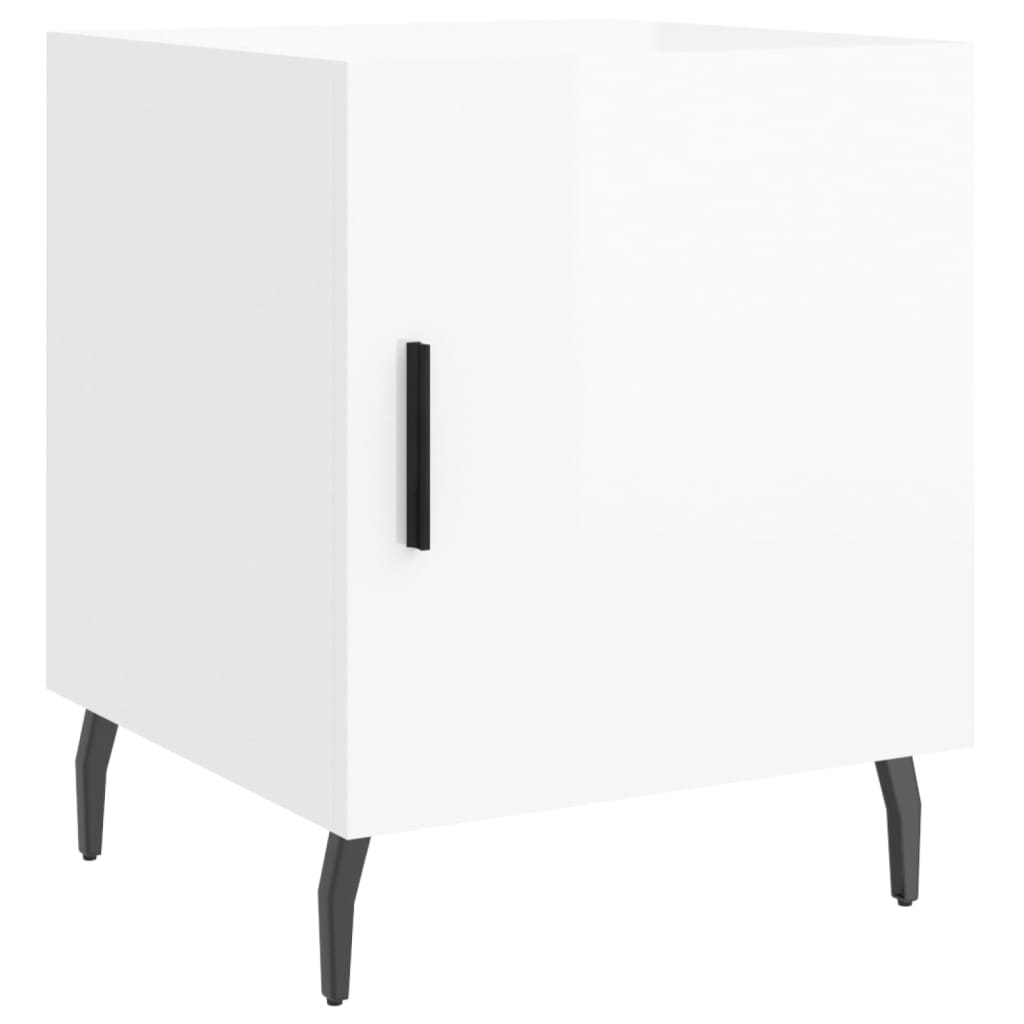 Comodini 2 pz Bianco Lucido 40x40x50 cm in Legno Multistrato - homemem39