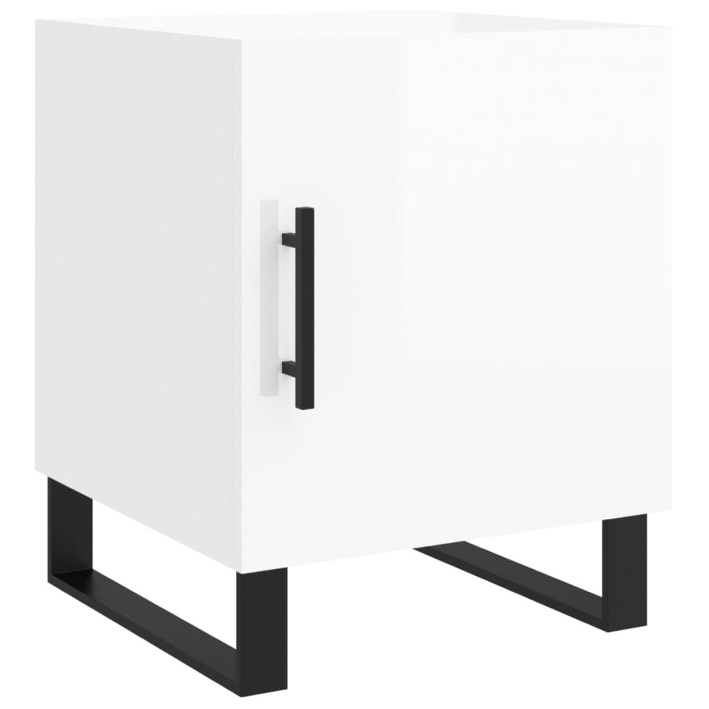 Comodini 2pz Bianco Lucido 40x40x50 cm in Legno Multistrato - homemem39