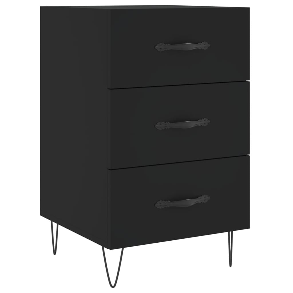Comodino Nero 40x40x66 cm in Legno Multistrato - homemem39