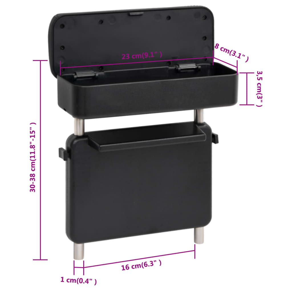 Bracciolo per Auto Universale Nero 23x8x(30-38) cm in ABS | homemem39