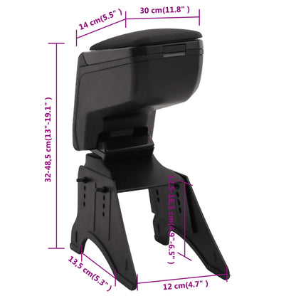 Bracciolo per Auto Universale Nero 14x30x(32-48,5) cm in ABS - homemem39