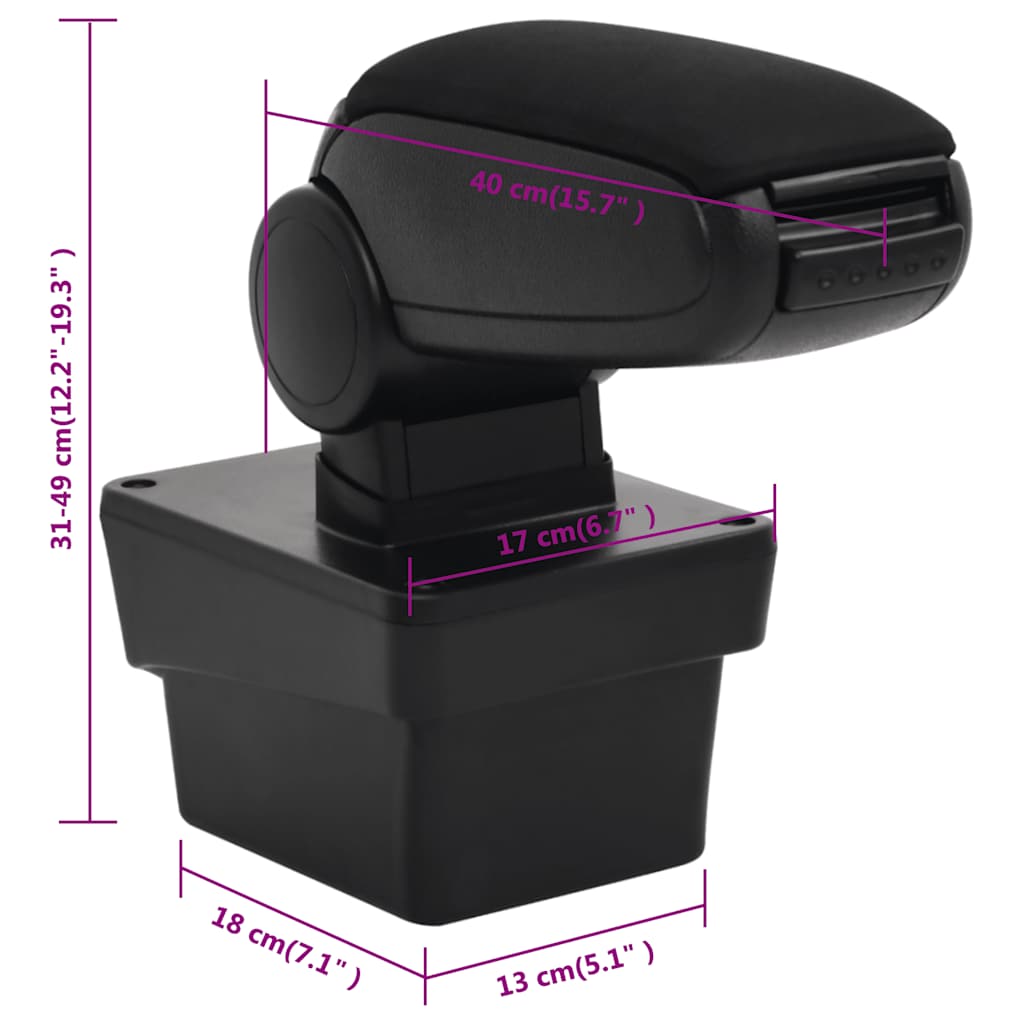 Bracciolo per Auto Nero 17x40x(31-49) cm in ABS | homemem39