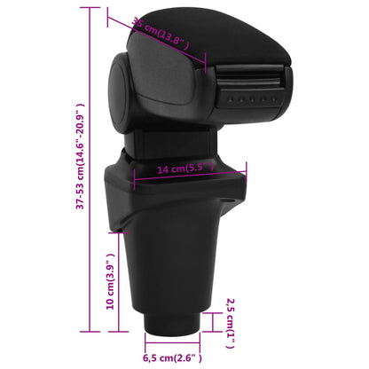 Bracciolo per Auto Nero 14x35x(37-53) cm in ABS | homemem39