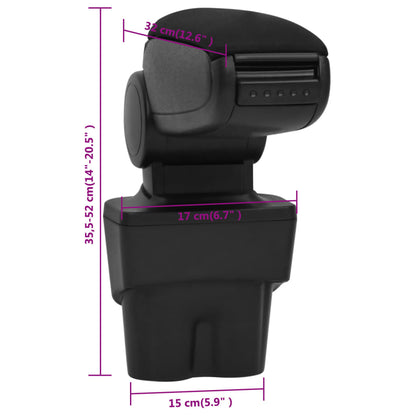 Bracciolo per Auto Nero 17x32x(35,5-52) cm in ABS | homemem39