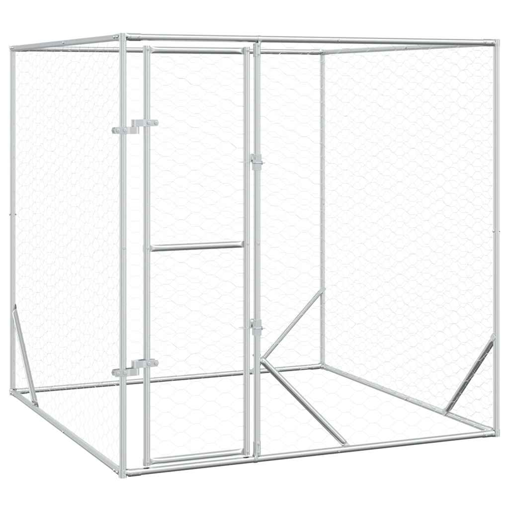 Cuccia per Cani da Esterno Argento 2x2x2 m Acciaio Zincato | homemem39