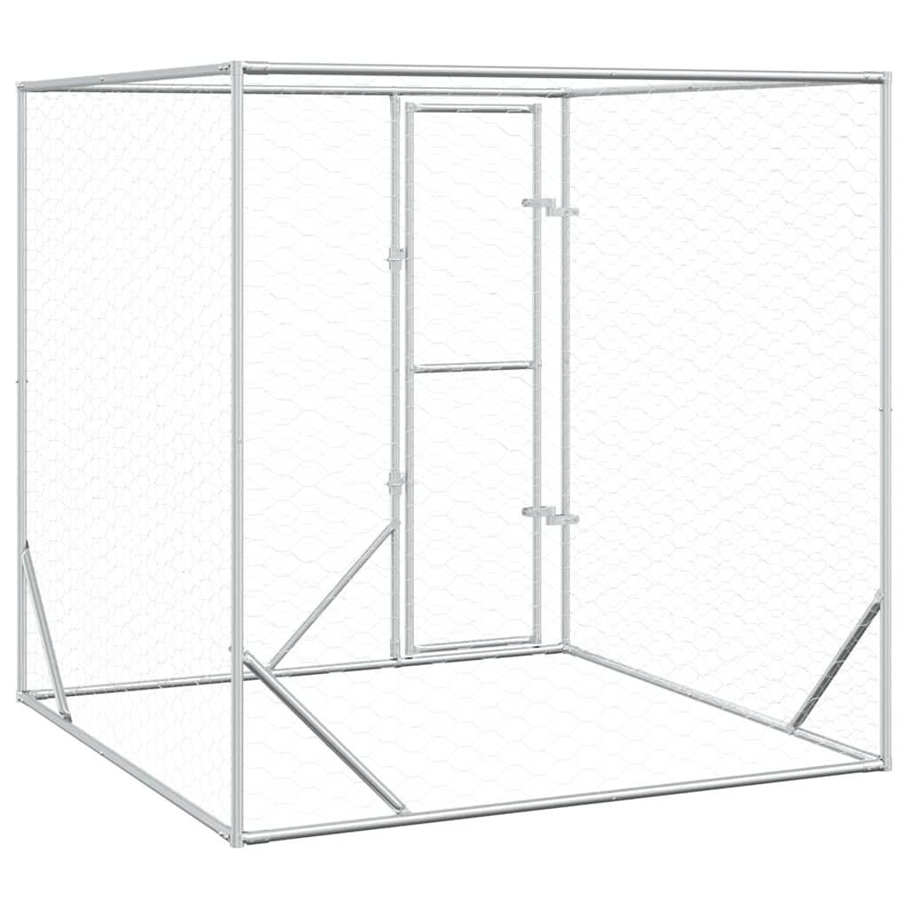 Cuccia per Cani da Esterno Argento 2x2x2 m Acciaio Zincato | homemem39