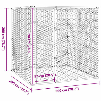 Cuccia per Cani da Esterno Argento 2x2x2 m Acciaio Zincato | homemem39
