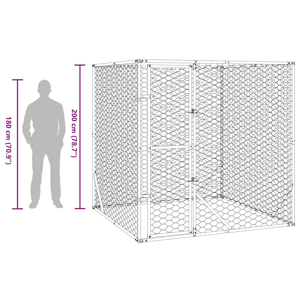 Cuccia per Cani da Esterno Argento 2x2x2 m Acciaio Zincato | homemem39
