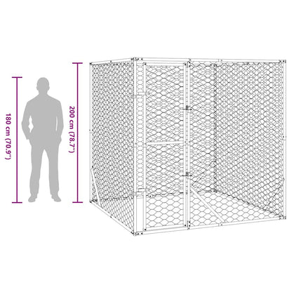 Cuccia per Cani da Esterno Argento 2x2x2 m Acciaio Zincato | homemem39