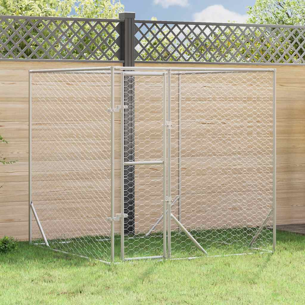 Cuccia per Cani da Esterno Argento 2x2x2 m Acciaio Zincato | homemem39