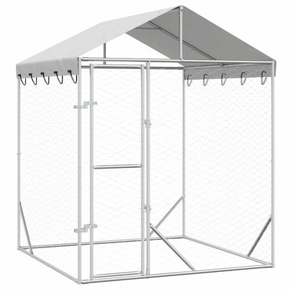 Cuccia Cani da Esterno Tetto Argento 2x2x2,5 m Acciaio Zincato | homemem39