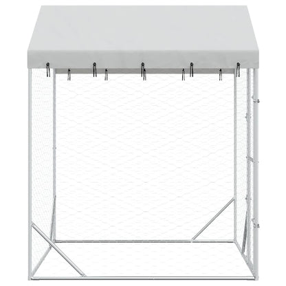 Cuccia Cani da Esterno Tetto Argento 2x2x2,5 m Acciaio Zincato | homemem39