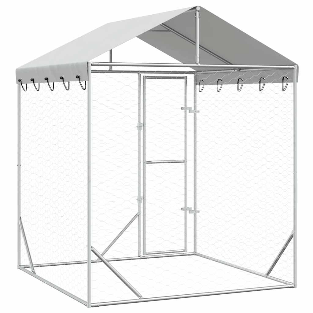 Cuccia Cani da Esterno Tetto Argento 2x2x2,5 m Acciaio Zincato | homemem39