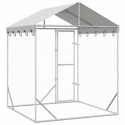 Cuccia Cani da Esterno Tetto Argento 2x2x2,5 m Acciaio Zincato | homemem39
