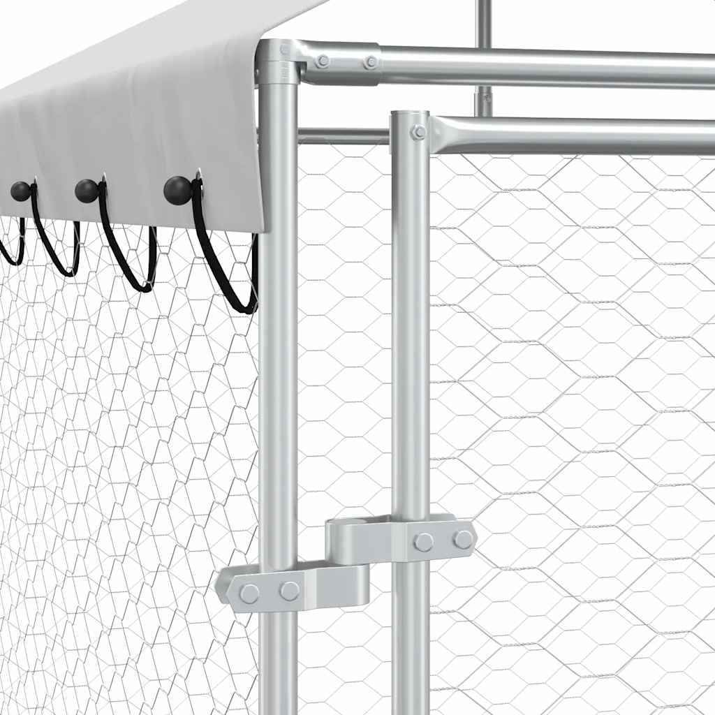 Cuccia Cani da Esterno Tetto Argento 2x2x2,5 m Acciaio Zincato | homemem39