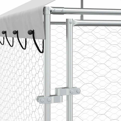 Cuccia Cani da Esterno Tetto Argento 2x2x2,5 m Acciaio Zincato | homemem39