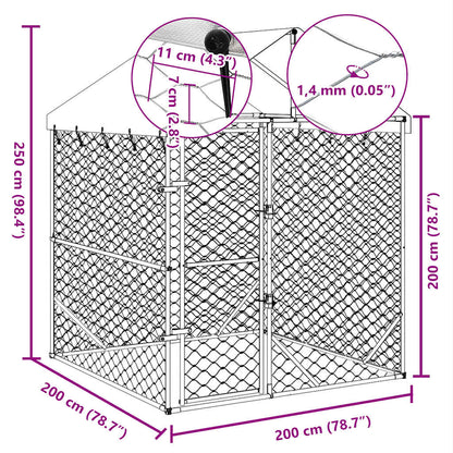 Cuccia Cani da Esterno Tetto Argento 2x2x2,5 m Acciaio Zincato | homemem39