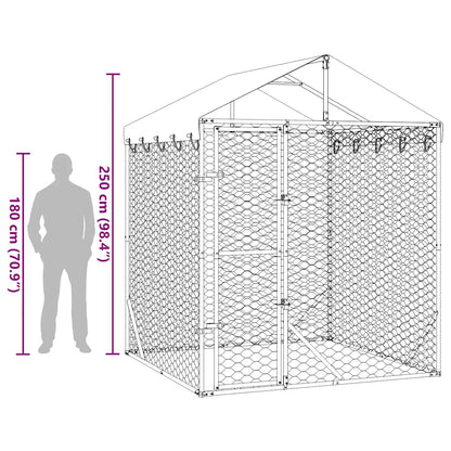Cuccia Cani da Esterno Tetto Argento 2x2x2,5 m Acciaio Zincato | homemem39