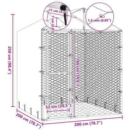 Cuccia Cani da Esterno Tetto Argento 2x2x2,5 m Acciaio Zincato
