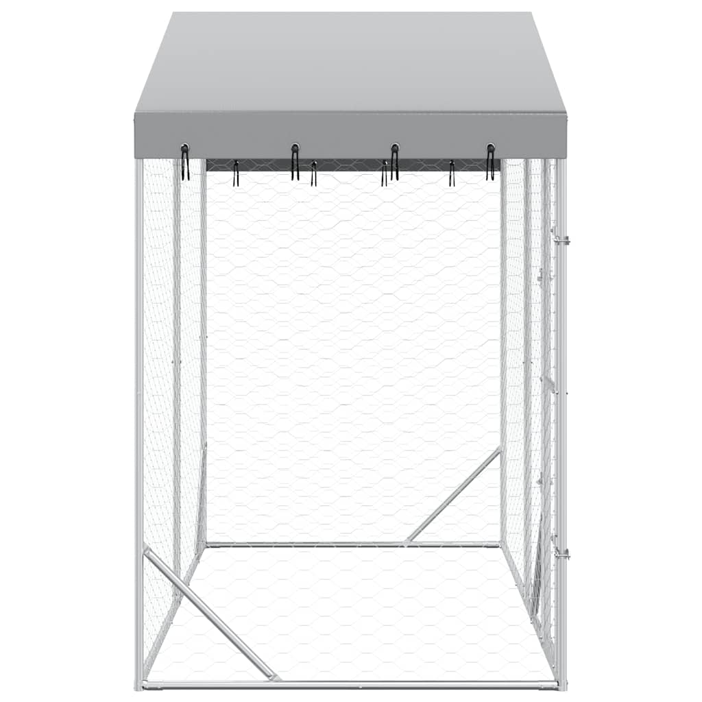 Cuccia Cani da Esterno Tetto Argento 3x1,5x2,5m Acciaio Zincato | homemem39