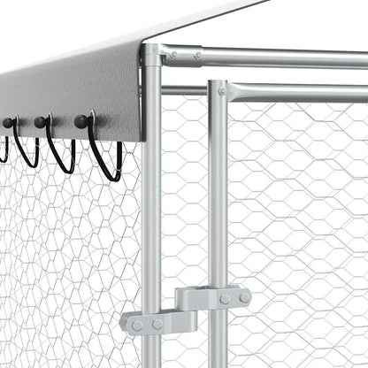 Cuccia Cani da Esterno Tetto Argento 3x1,5x2,5m Acciaio Zincato | homemem39