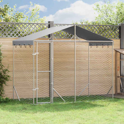 Cuccia Cani da Esterno Tetto Argento 3x1,5x2,5m Acciaio Zincato | homemem39