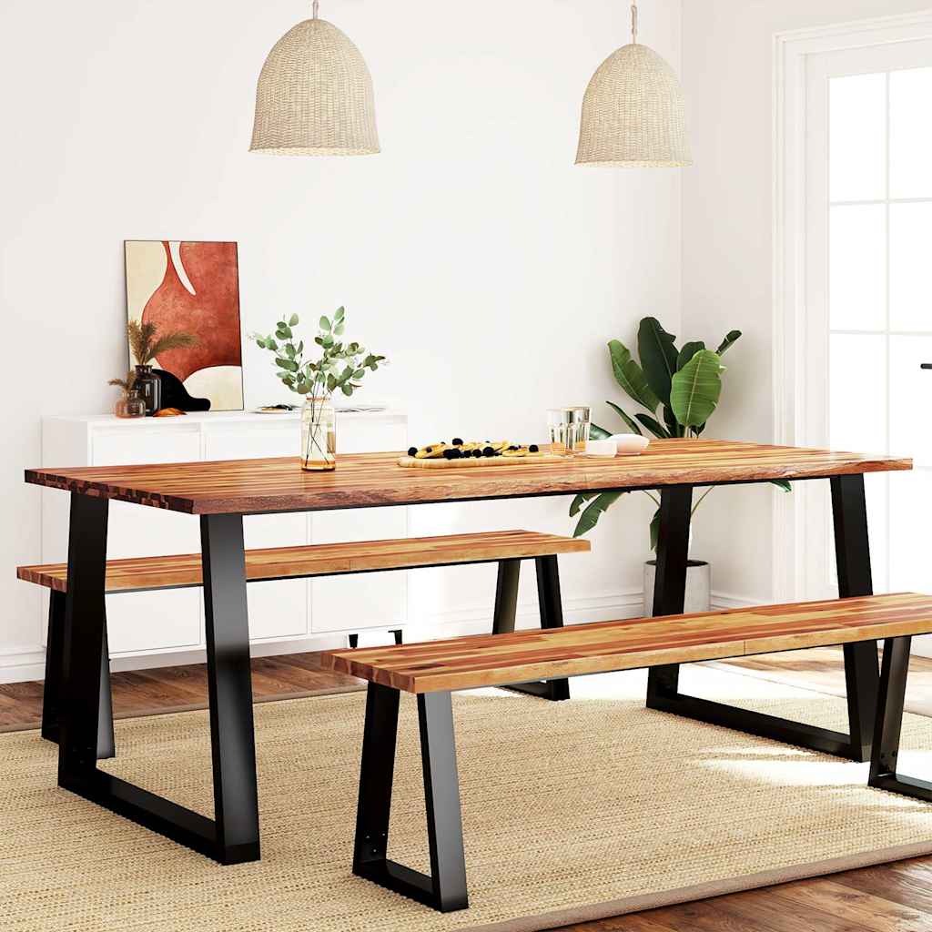 Tavolo da Pranzo Bordi Vivi 200x90x75 cm Legno Massello Acacia | homemem39