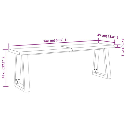 Panca con Bordi Vivi 140 cm in Legno Massello di Acacia | homemem39
