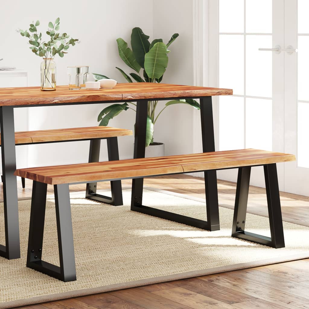 Panca con Bordi Vivi 140 cm in Legno Massello di Acacia | homemem39
