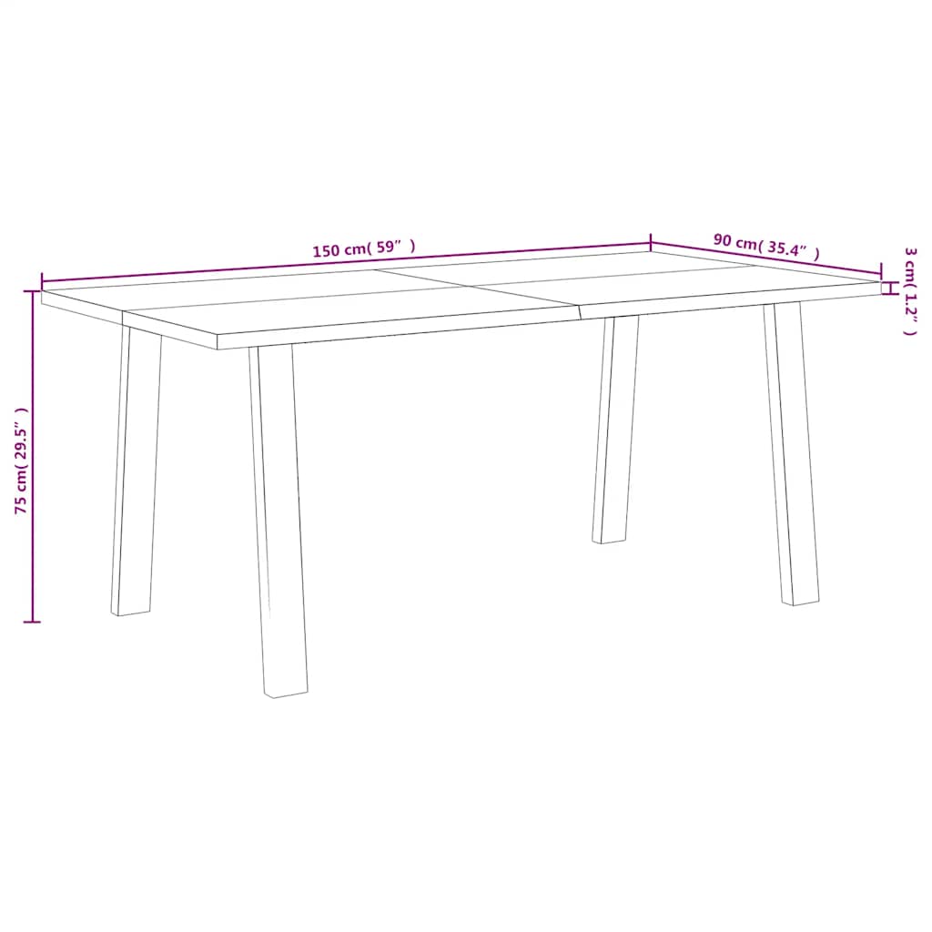 Tavolo da Pranzo 150x90x75 cm in Legno Massello di Acacia | homemem39