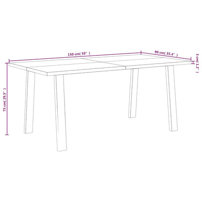 Tavolo da Pranzo 150x90x75 cm in Legno Massello di Acacia | homemem39